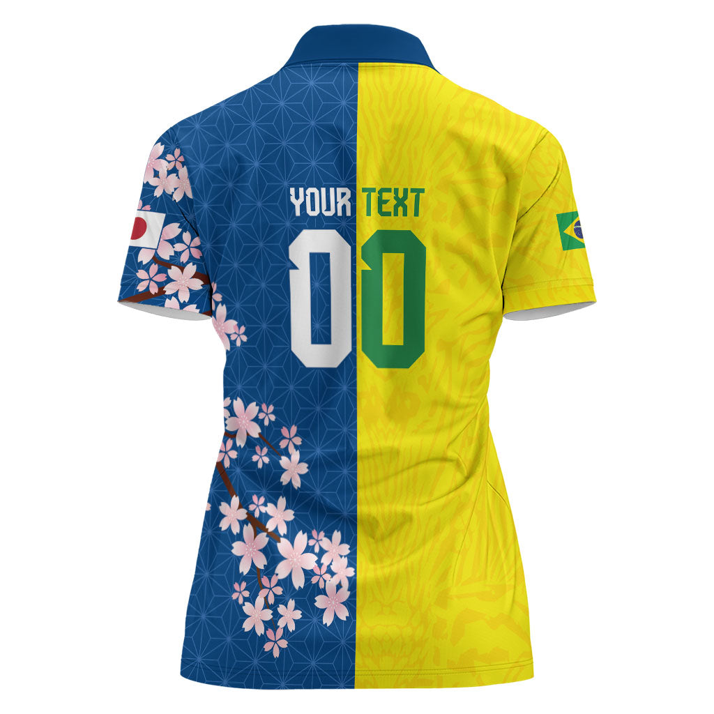 Custom Brazil Japan Football Women Polo Shirt Cultural Fusion Heritage