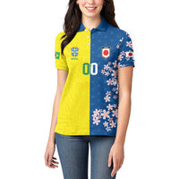 Custom Brazil Japan Football Women Polo Shirt Cultural Fusion Heritage