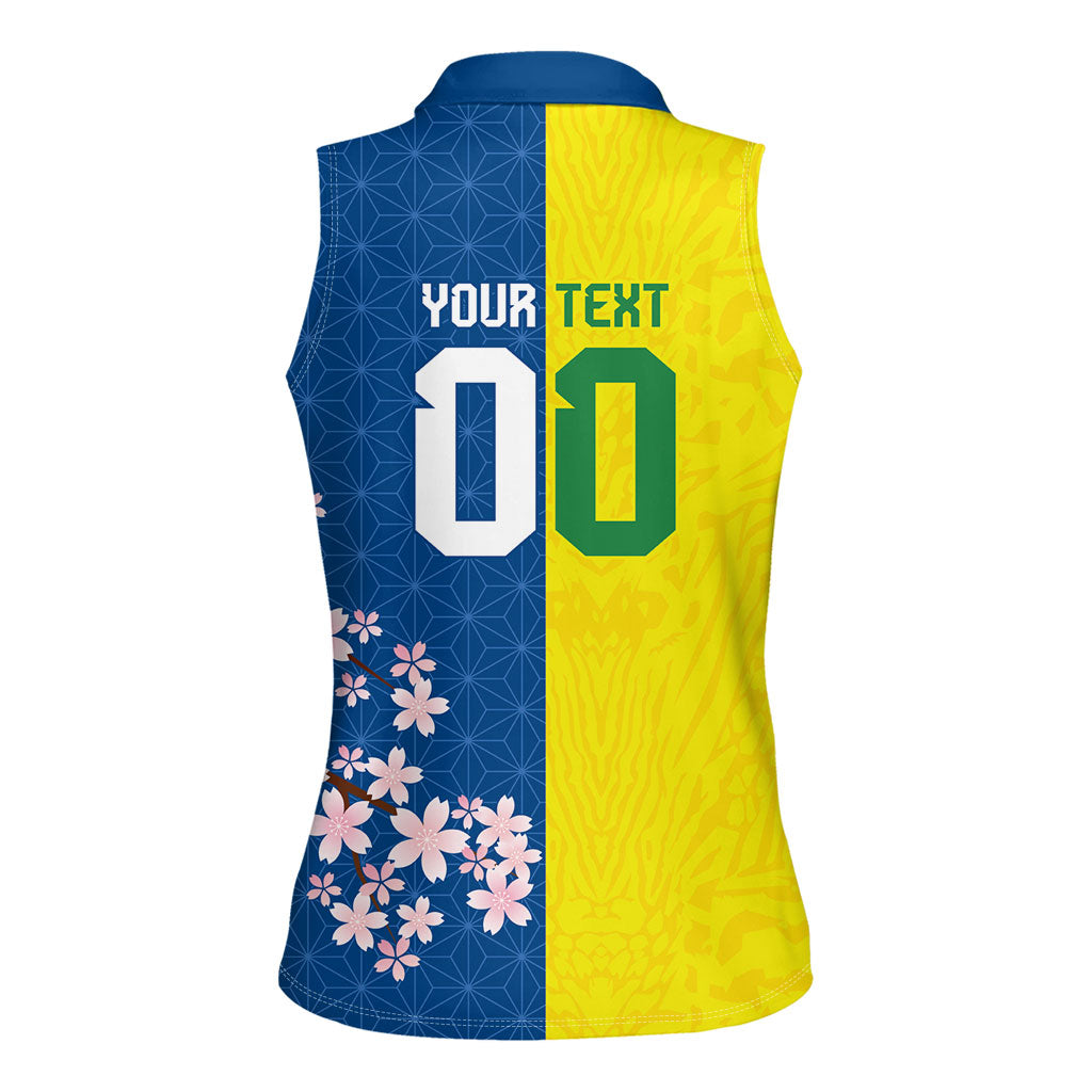 Custom Brazil Japan Football Women Sleeveless Polo Shirt Cultural Fusion Heritage