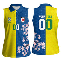 Custom Brazil Japan Football Women Sleeveless Polo Shirt Cultural Fusion Heritage
