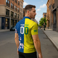 Custom Brazil Japan Football Zipper Polo Shirt Cultural Fusion Heritage