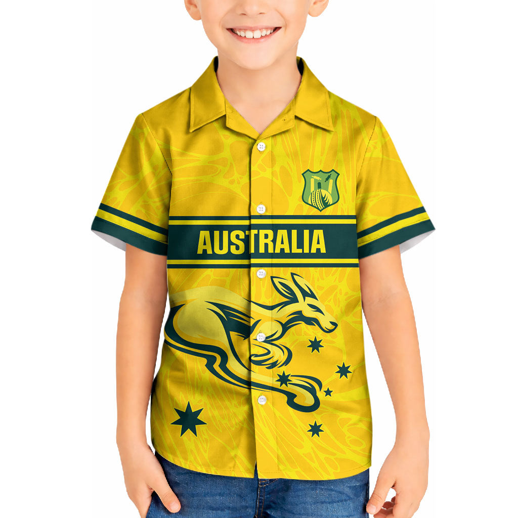 World Cricket Custom Australia Kid Hawaiian Shirt Aussie! Aussie! Oi! Oi! Oi!
