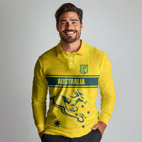 World Cricket Custom Australia Long Sleeve Polo Shirt Aussie! Aussie! Oi! Oi! Oi!