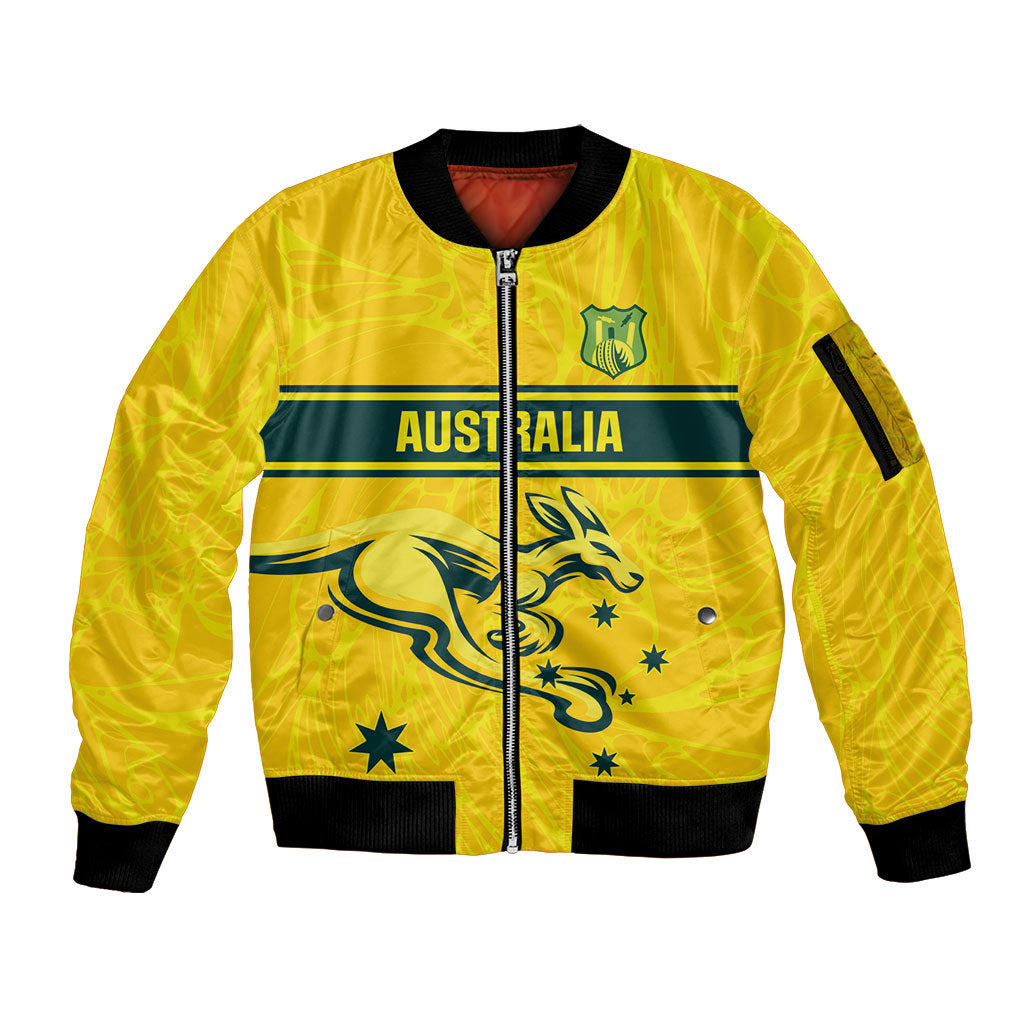World Cricket Custom Australia Sleeve Zip Bomber Jacket Aussie! Aussie! Oi! Oi! Oi!