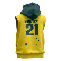 World Cricket Custom Australia Sleeveless Zip Hoodie Aussie! Aussie! Oi! Oi! Oi!
