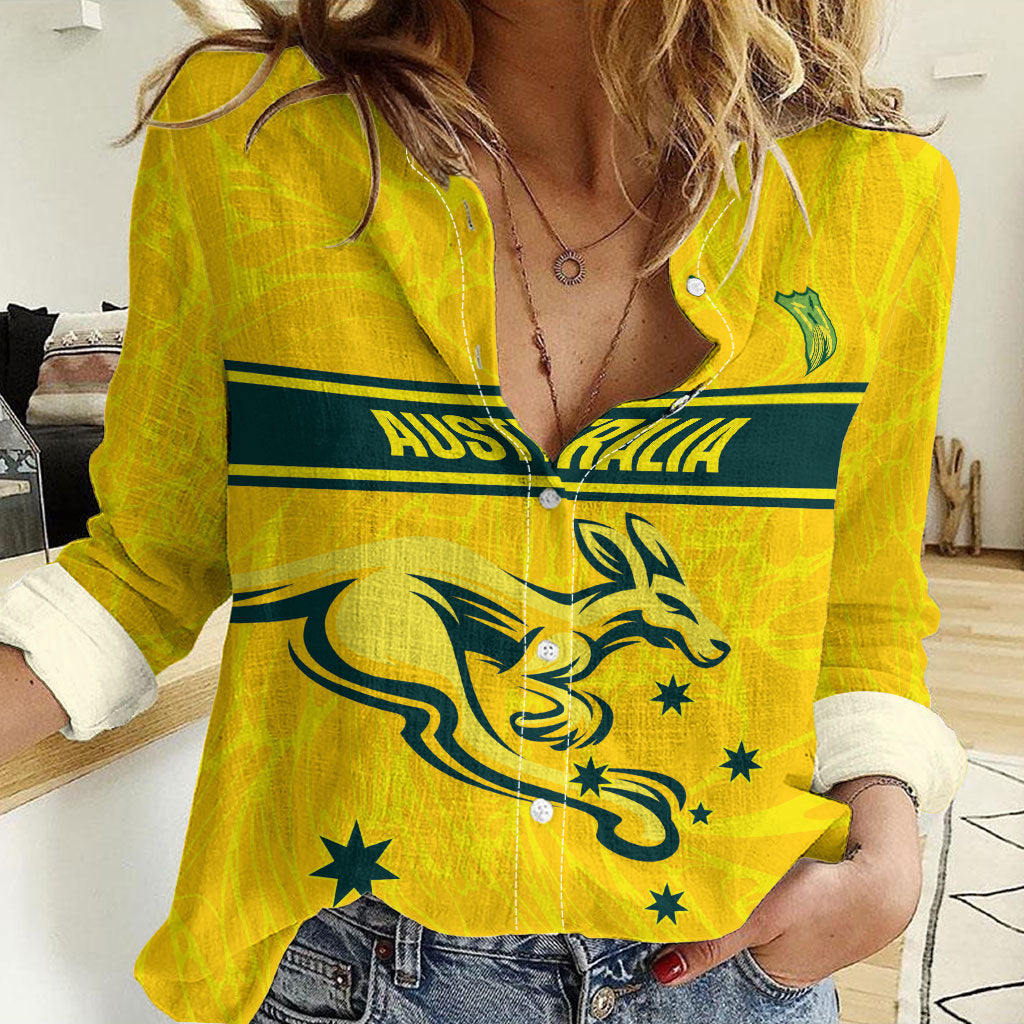 World Cricket Custom Australia Women Casual Shirt Aussie! Aussie! Oi! Oi! Oi!