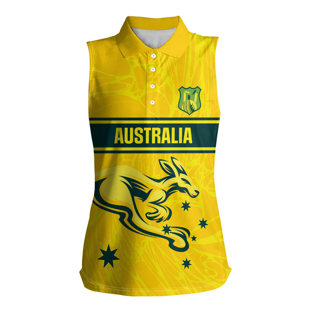 World Cricket Custom Australia Women Sleeveless Polo Shirt Aussie! Aussie! Oi! Oi! Oi!