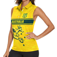World Cricket Custom Australia Women Sleeveless Polo Shirt Aussie! Aussie! Oi! Oi! Oi!