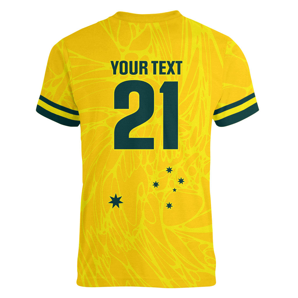World Cricket Custom Australia Women V-Neck T-Shirt Aussie! Aussie! Oi! Oi! Oi!