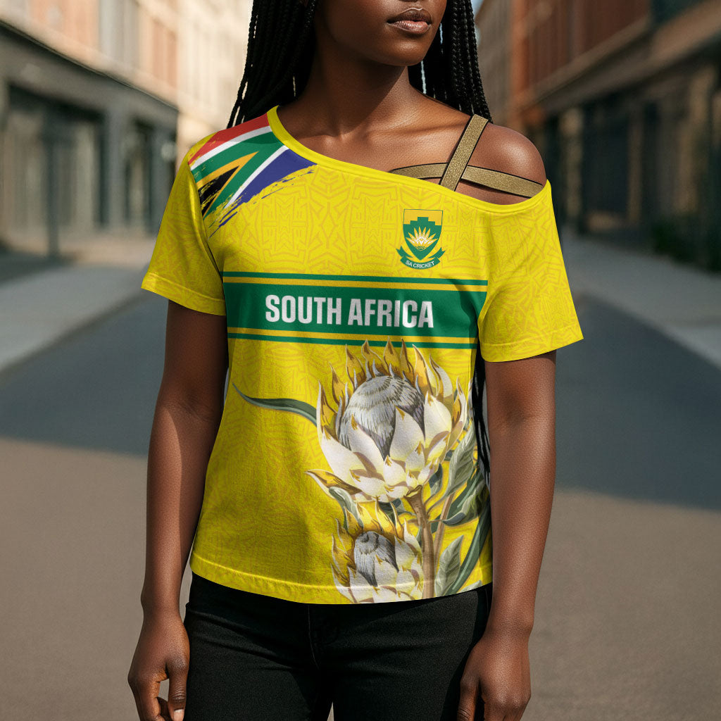 World Cricket Custom South Africa Cross Shoulder Shirt Protea Flower Come On Proteas!