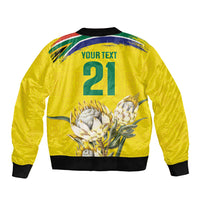 World Cricket Custom South Africa Sleeve Zip Bomber Jacket Protea Flower Come On Proteas!