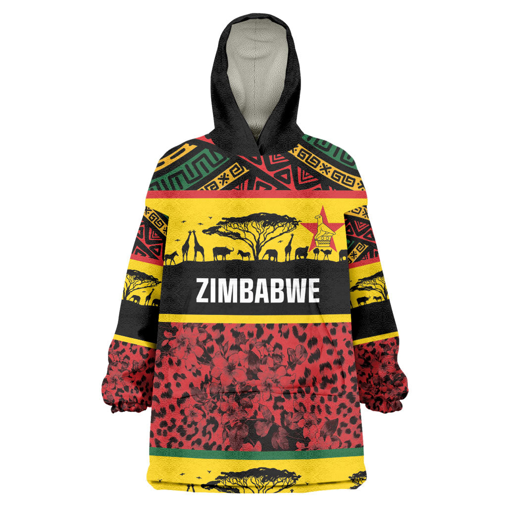 World Cricket Custom Zimbabwe Kid Wearable Blanket Hoodie Zimbabwe Bird Go Chevrons!