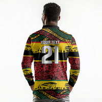 World Cricket Custom Zimbabwe Long Sleeve Polo Shirt Zimbabwe Bird Go Chevrons!