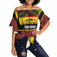 World Cricket Custom Zimbabwe Off Shoulder Wrap Waist Top Zimbabwe Bird Go Chevrons!