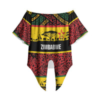 World Cricket Custom Zimbabwe Off Shoulder Wrap Waist Top Zimbabwe Bird Go Chevrons!