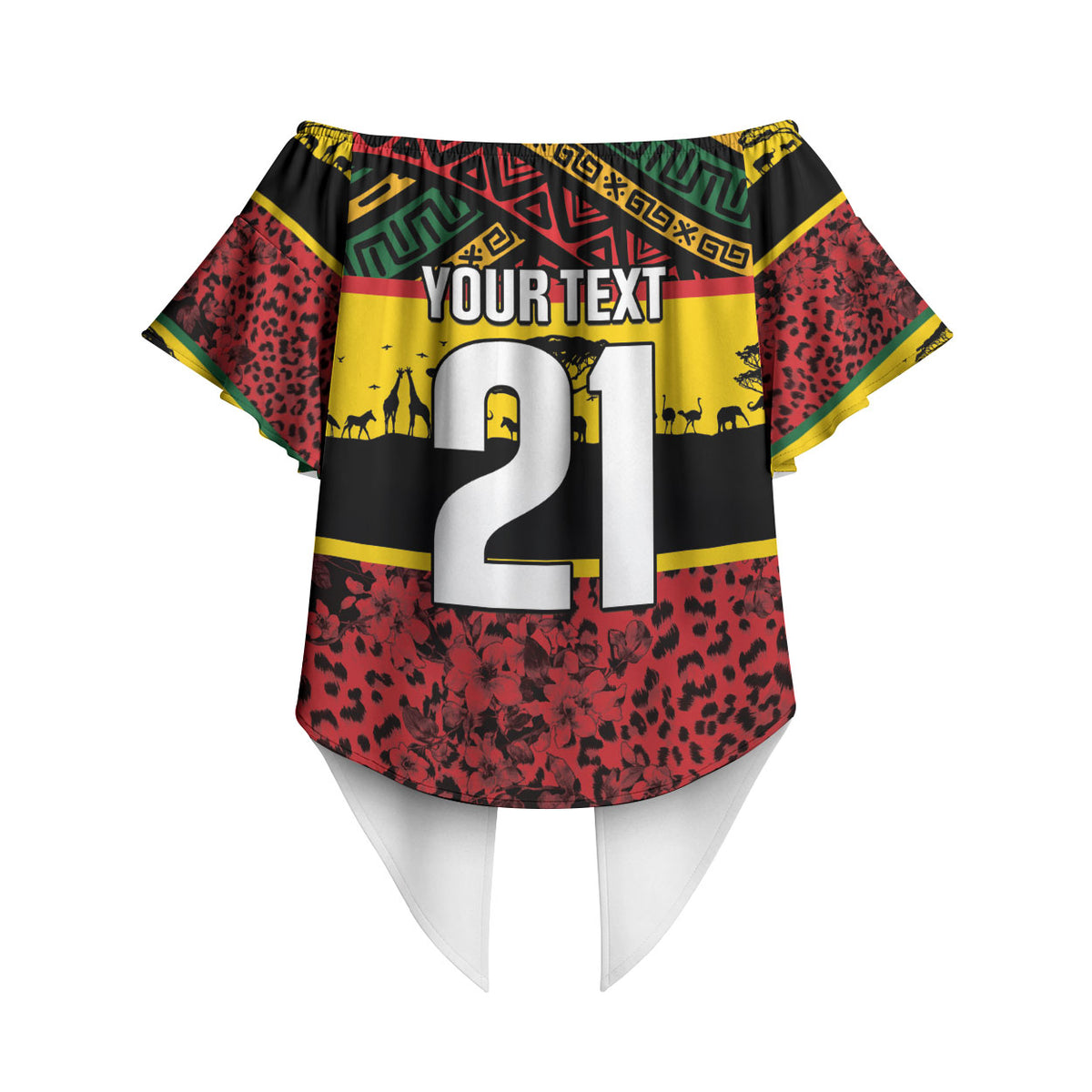 World Cricket Custom Zimbabwe Off Shoulder Wrap Waist Top Zimbabwe Bird Go Chevrons!