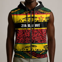 World Cricket Custom Zimbabwe Sleeveless Zip Hoodie Zimbabwe Bird Go Chevrons!