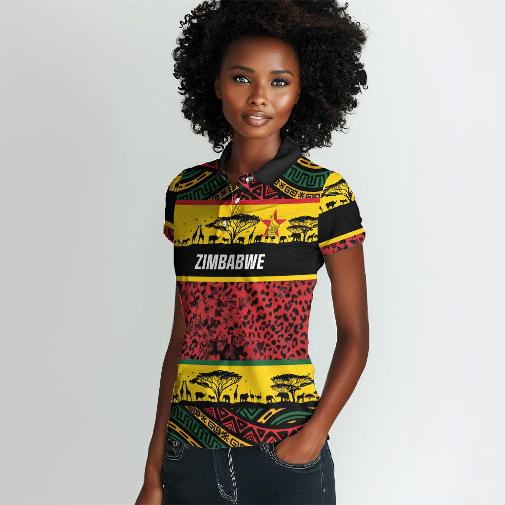 World Cricket Custom Zimbabwe Women Polo Shirt Zimbabwe Bird Go Chevrons!