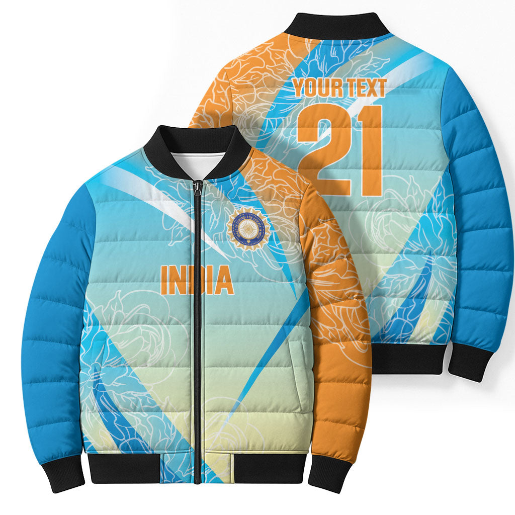 World Cricket Custom India Bomber Puffer Jacket Ashoka Chakra Jeetega Bhai Jeetega India Jeetega!