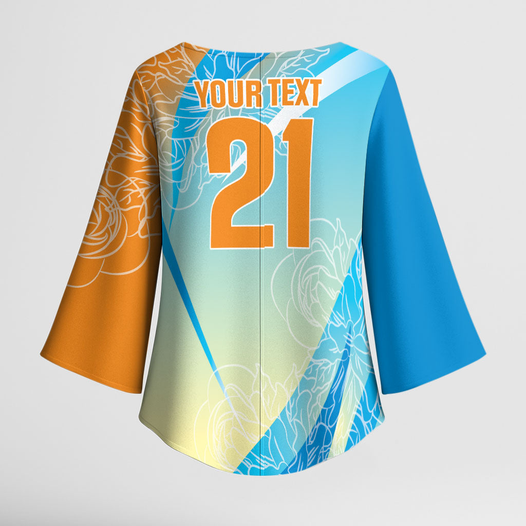 World Cricket Custom India Kimono Sleeve Blouse Ashoka Chakra Jeetega Bhai Jeetega India Jeetega!