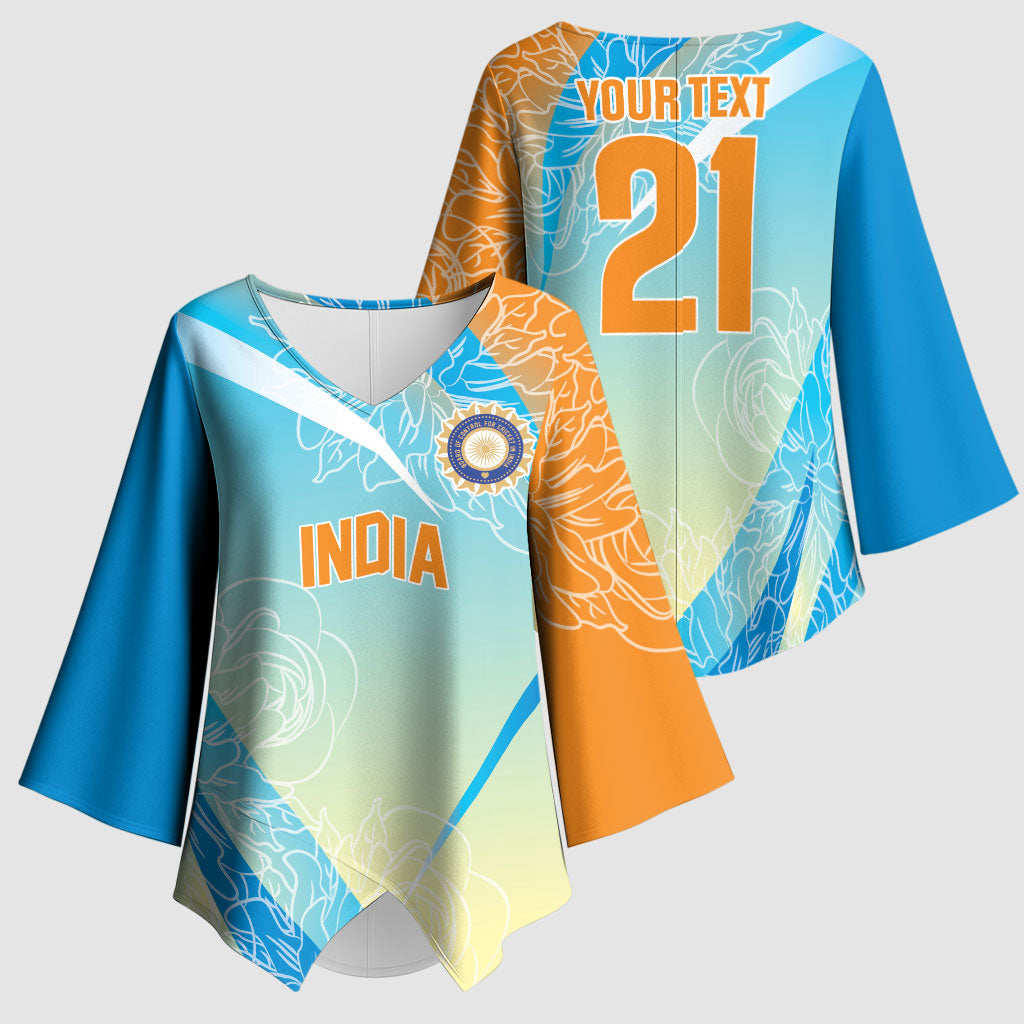 World Cricket Custom India Kimono Sleeve Blouse Ashoka Chakra Jeetega Bhai Jeetega India Jeetega!