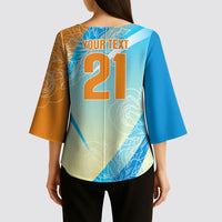 World Cricket Custom India Kimono Sleeve Blouse Ashoka Chakra Jeetega Bhai Jeetega India Jeetega!