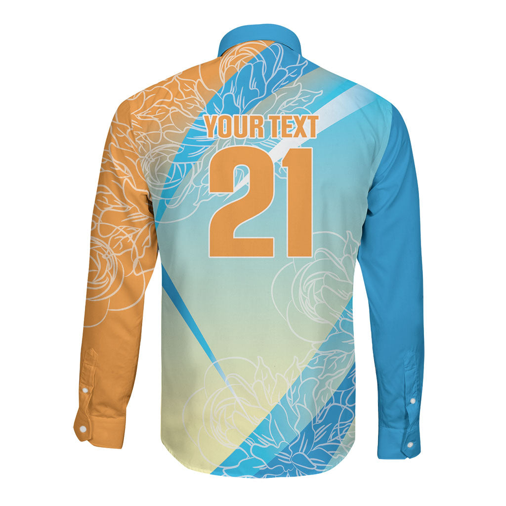 World Cricket Custom India Long Sleeve Button Shirt Ashoka Chakra Jeetega Bhai Jeetega India Jeetega!