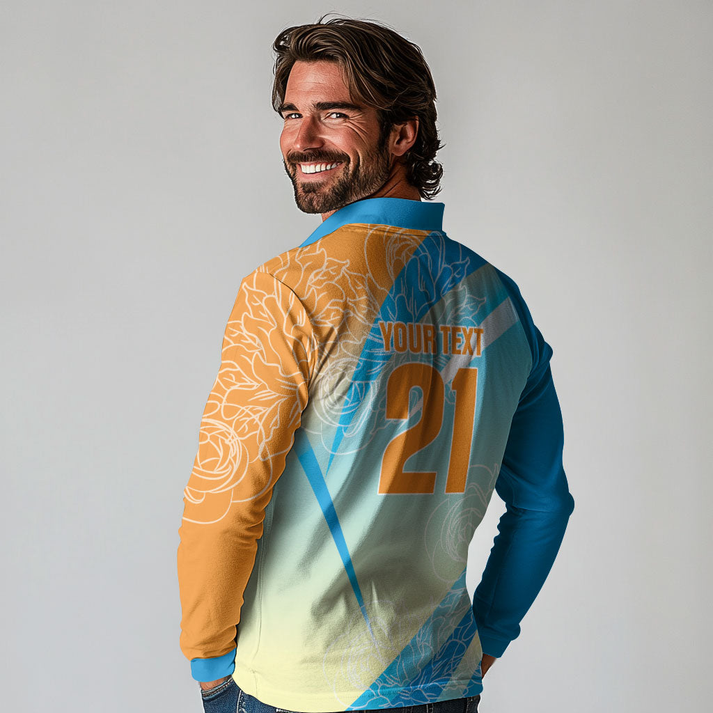 World Cricket Custom India Long Sleeve Polo Shirt Ashoka Chakra Jeetega Bhai Jeetega India Jeetega!