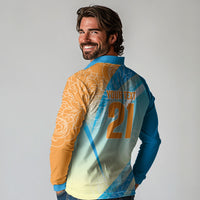 World Cricket Custom India Long Sleeve Polo Shirt Ashoka Chakra Jeetega Bhai Jeetega India Jeetega!