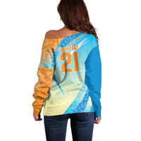 World Cricket Custom India Off Shoulder Sweater Ashoka Chakra Jeetega Bhai Jeetega India Jeetega!