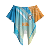 World Cricket Custom India Off Shoulder Wrap Waist Top Ashoka Chakra Jeetega Bhai Jeetega India Jeetega!
