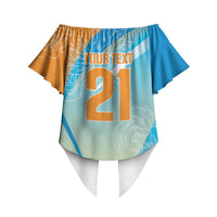 World Cricket Custom India Off Shoulder Wrap Waist Top Ashoka Chakra Jeetega Bhai Jeetega India Jeetega!