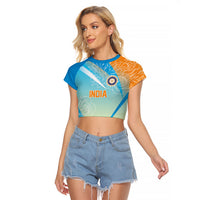 World Cricket Custom India Raglan Cropped T Shirt Ashoka Chakra Jeetega Bhai Jeetega India Jeetega!