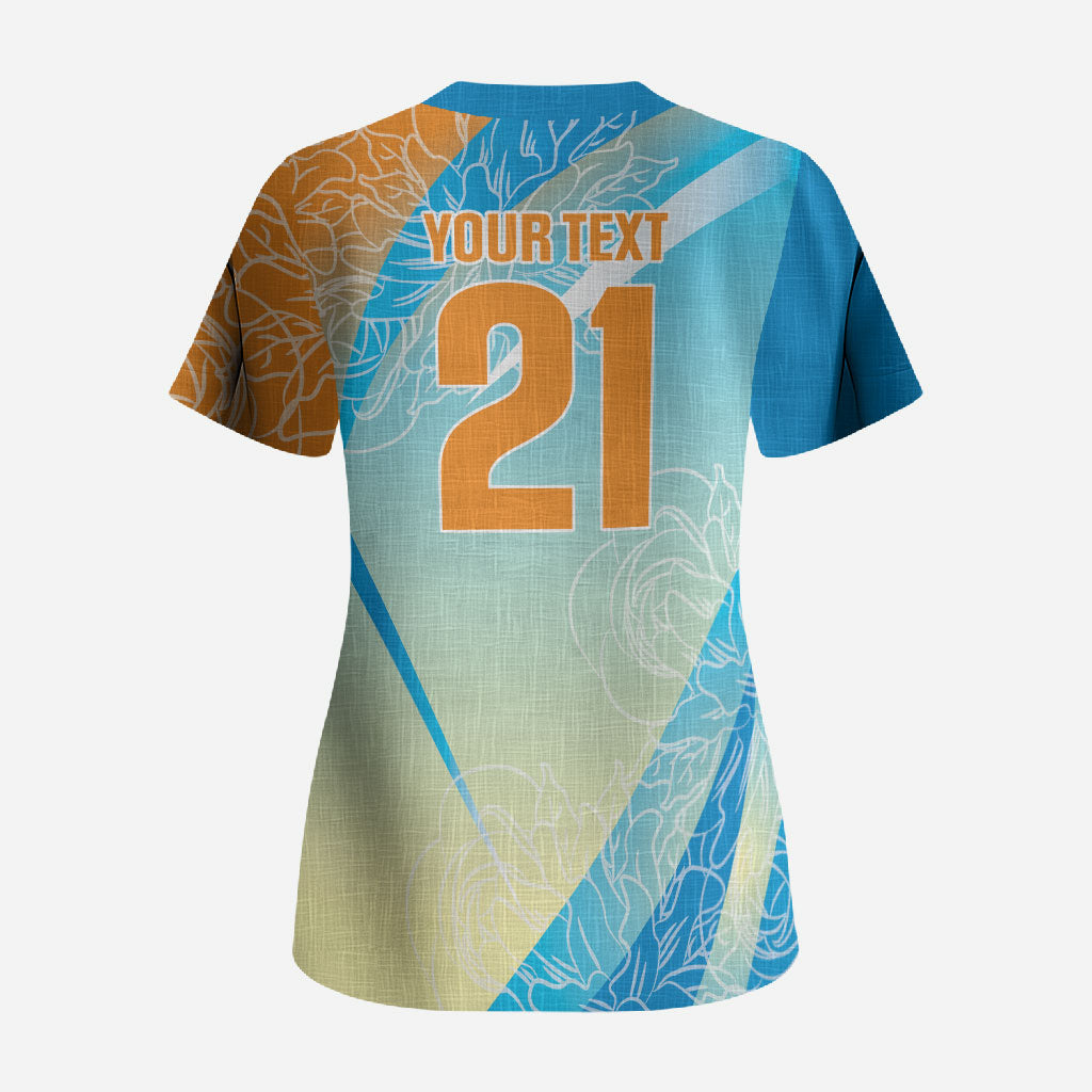World Cricket Custom India Scrub Top Ashoka Chakra Jeetega Bhai Jeetega India Jeetega!