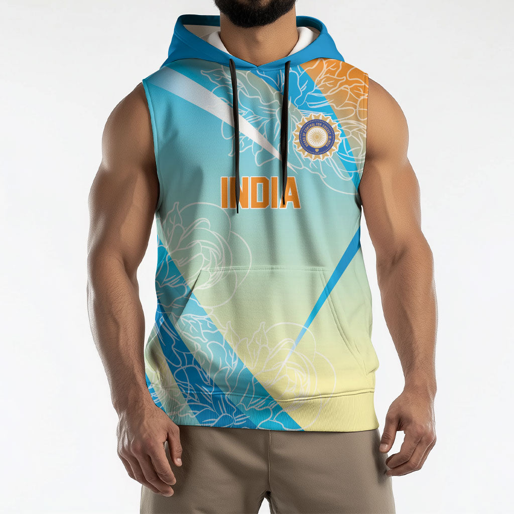 World Cricket Custom India Sleeveless Hoodie Ashoka Chakra Jeetega Bhai Jeetega India Jeetega!