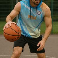 World Cricket Custom India Sleeveless Hoodie Ashoka Chakra Jeetega Bhai Jeetega India Jeetega!