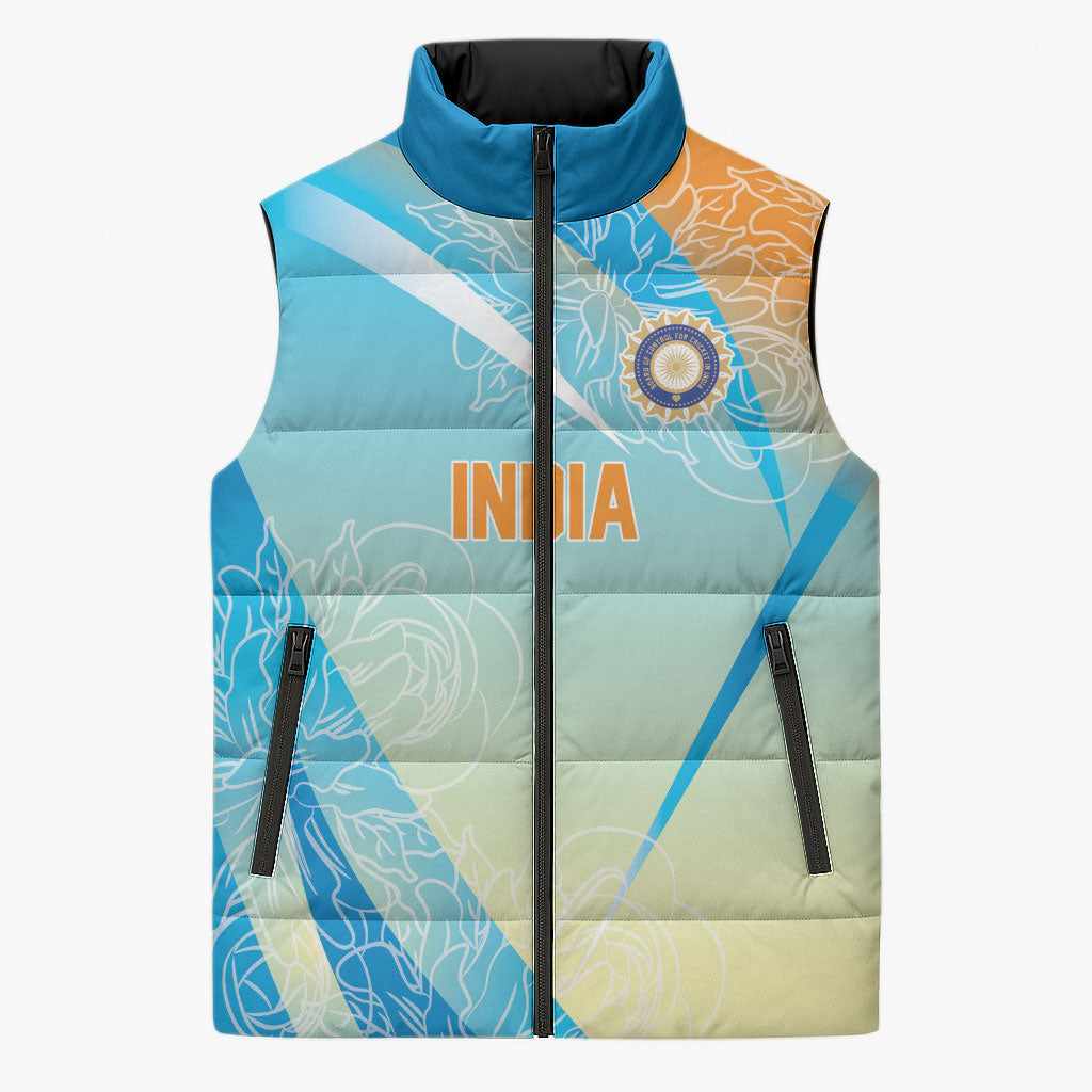 World Cricket Custom India Sleeveless Puffer Jacket Ashoka Chakra Jeetega Bhai Jeetega India Jeetega!