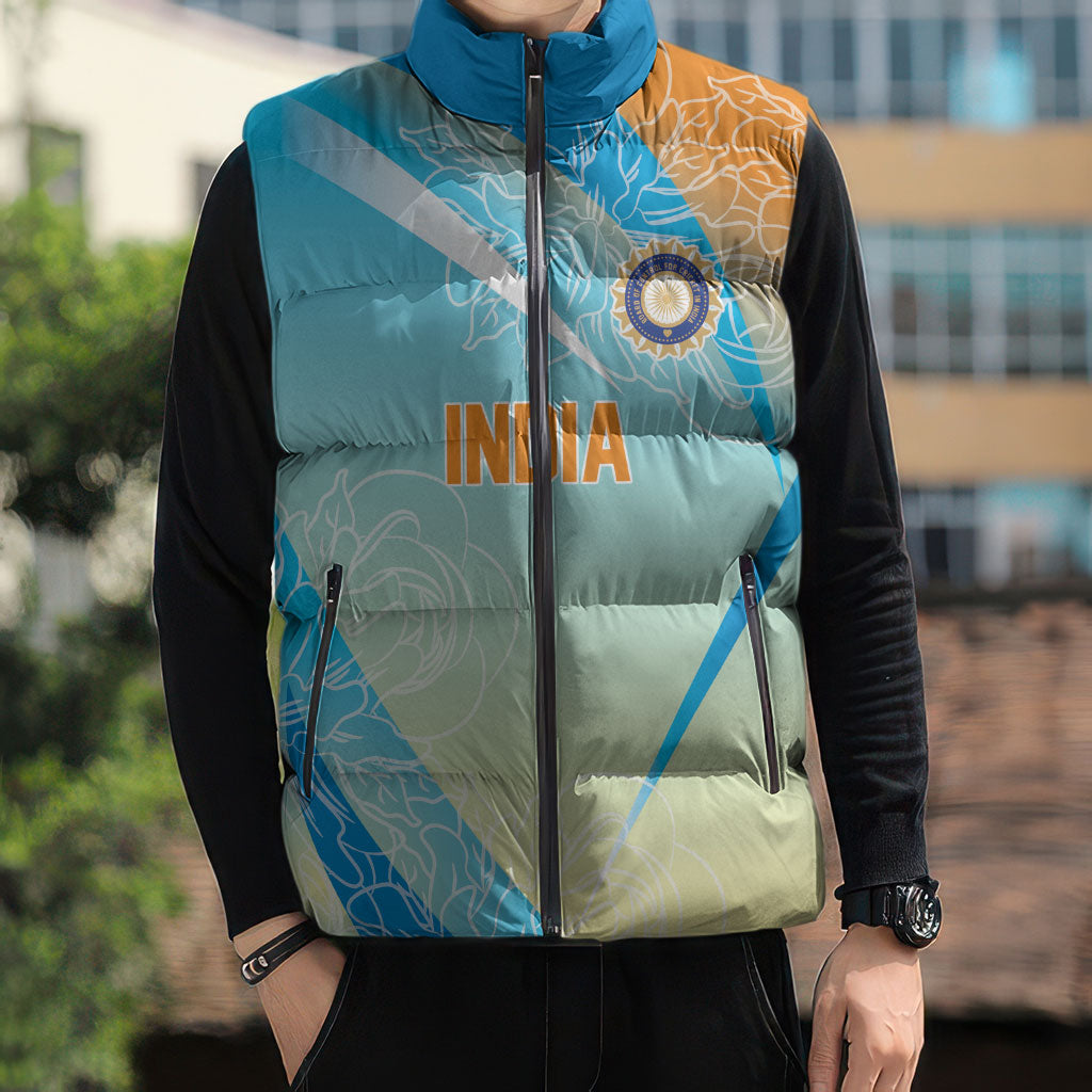 World Cricket Custom India Sleeveless Puffer Jacket Ashoka Chakra Jeetega Bhai Jeetega India Jeetega!