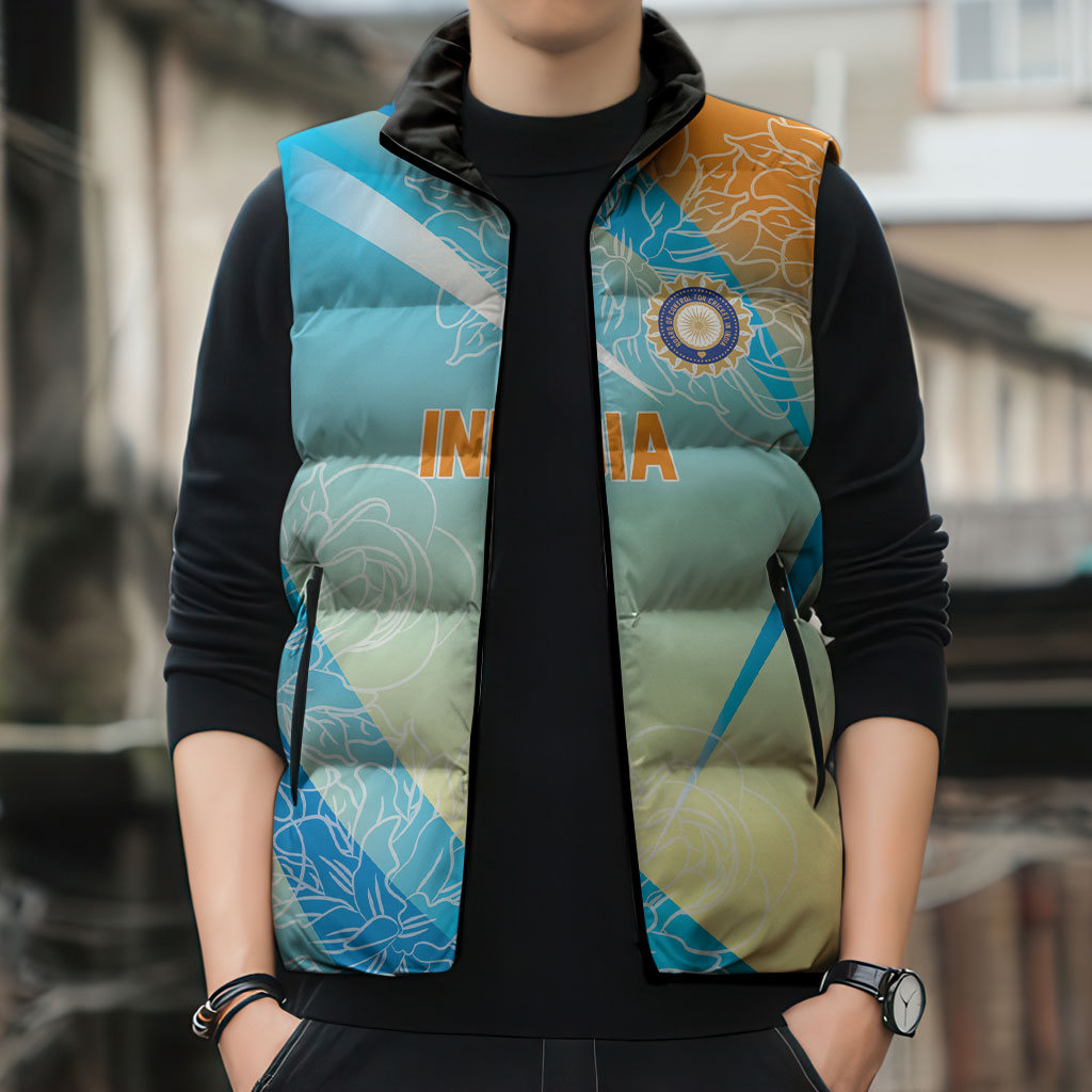 World Cricket Custom India Sleeveless Puffer Jacket Ashoka Chakra Jeetega Bhai Jeetega India Jeetega!