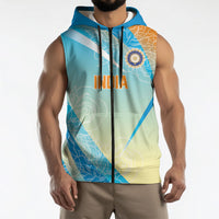 World Cricket Custom India Sleeveless Zip Hoodie Ashoka Chakra Jeetega Bhai Jeetega India Jeetega!