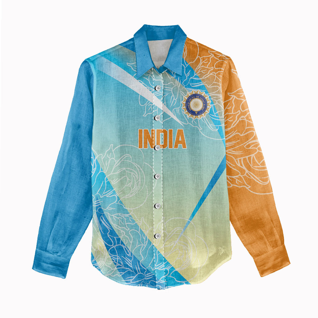 World Cricket Custom India Women Casual Shirt Ashoka Chakra Jeetega Bhai Jeetega India Jeetega!