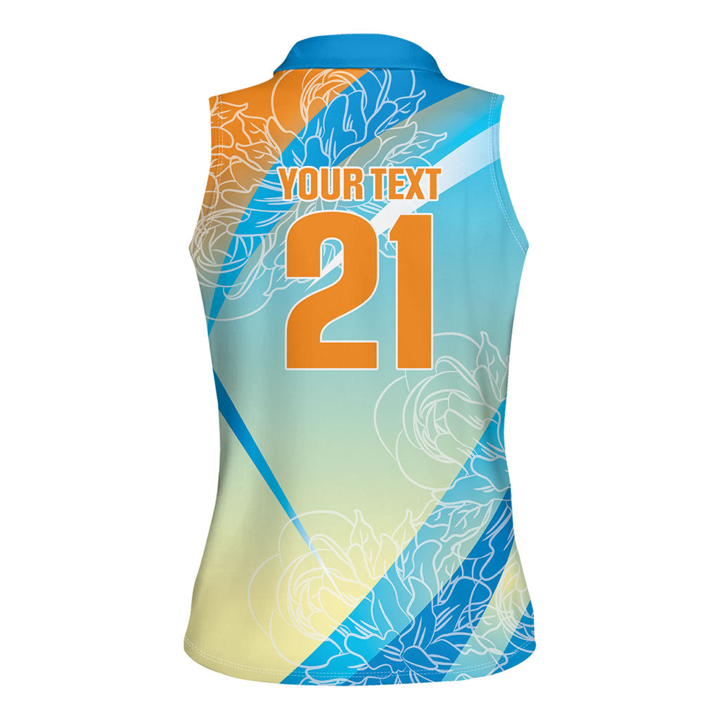 World Cricket Custom India Women Sleeveless Polo Shirt Ashoka Chakra Jeetega Bhai Jeetega India Jeetega!