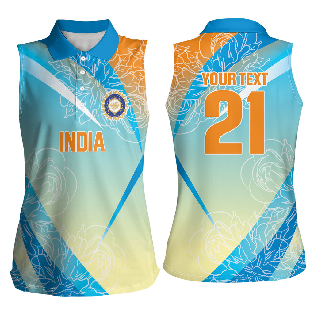 World Cricket Custom India Women Sleeveless Polo Shirt Ashoka Chakra Jeetega Bhai Jeetega India Jeetega!