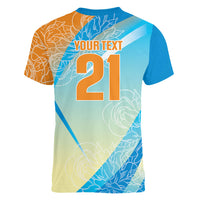 World Cricket Custom India Women V-Neck T-Shirt Ashoka Chakra Jeetega Bhai Jeetega India Jeetega!