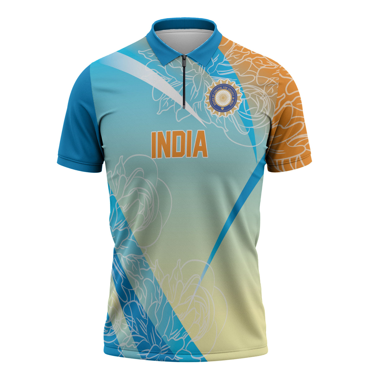 World Cricket Custom India Zipper Polo Shirt Ashoka Chakra Jeetega Bhai Jeetega India Jeetega!