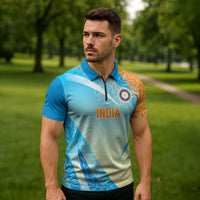 World Cricket Custom India Zipper Polo Shirt Ashoka Chakra Jeetega Bhai Jeetega India Jeetega!