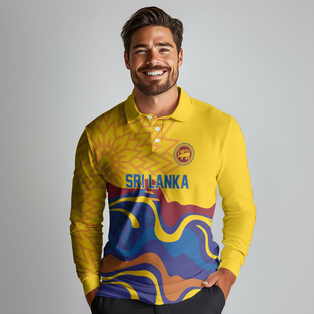 World Cricket Custom Sri Lanka Long Sleeve Polo Shirt Lion with Sword Api Dinamu!