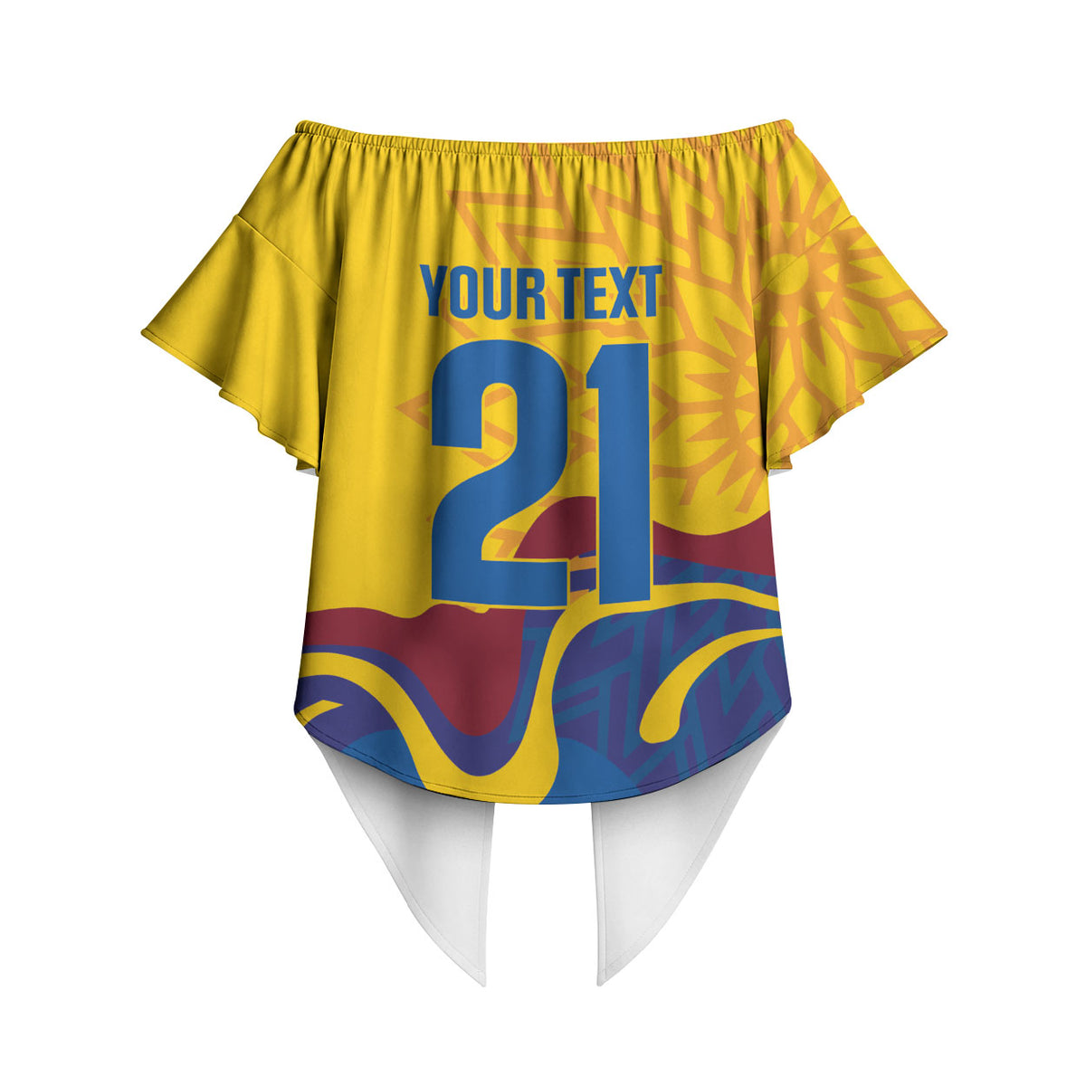 World Cricket Custom Sri Lanka Off Shoulder Wrap Waist Top Lion with Sword Api Dinamu!