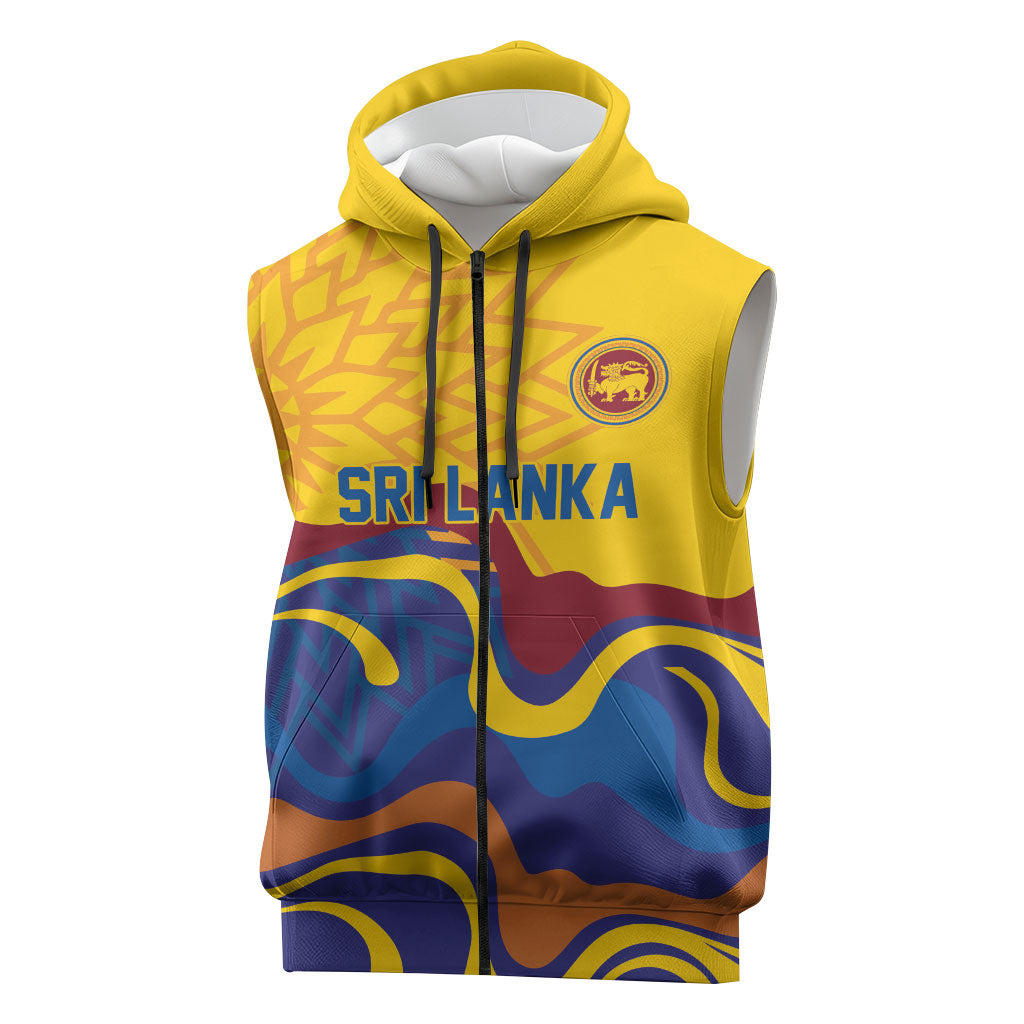 World Cricket Custom Sri Lanka Sleeveless Zip Hoodie Lion with Sword Api Dinamu!