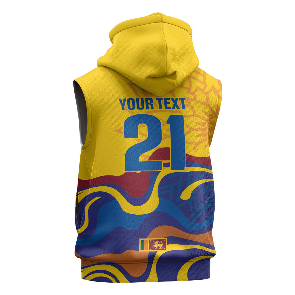 World Cricket Custom Sri Lanka Sleeveless Zip Hoodie Lion with Sword Api Dinamu!